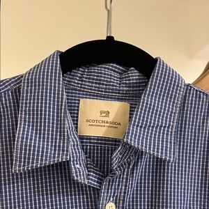 Scotch & Soda Navy Plaid Men's Shirt